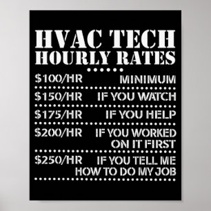 Funny Hvac Tech Hourly Rate Chart Men Women 