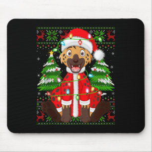 Funny Hyena Christmas Lights Santa Costume Ugly Xm Mouse Mat