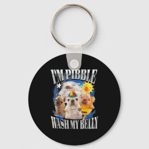 Funny I Am Pibble Dog Puppy Wash Clean My Belly Me Key Ring