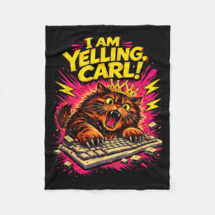 Funny I Am Yelling Carl Doughnut Cat Meme Fleece Blanket