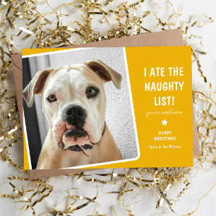 Funny "I ate the Naughty List" Cute Dog  Holiday Card