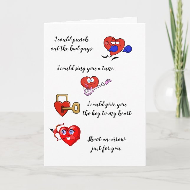 Funny I Can Hearts Valentine's  Card (Front)