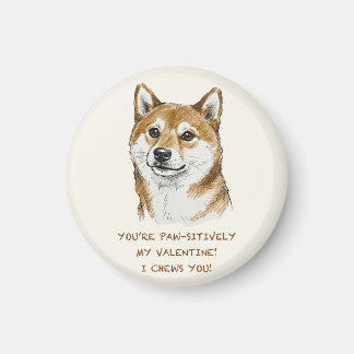 Funny "I Chews You" Shiba Inu Valentine's Day Art Magnet