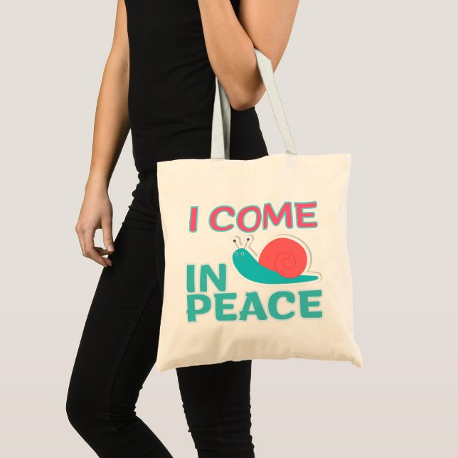 Funny "I com in peace" Funny Quote Matching Couple Tote Bag (Front (Product))