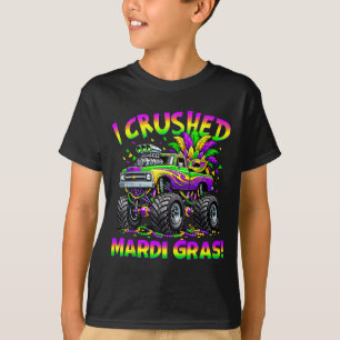 Funny i crushed mardi gras monster truck boys kids T-Shirt