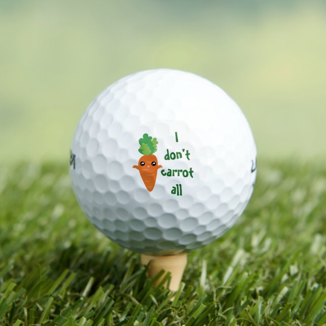 Funny I don't Carrot All Food Pun Humour Cartoon Golf Balls (Insitu Tee)