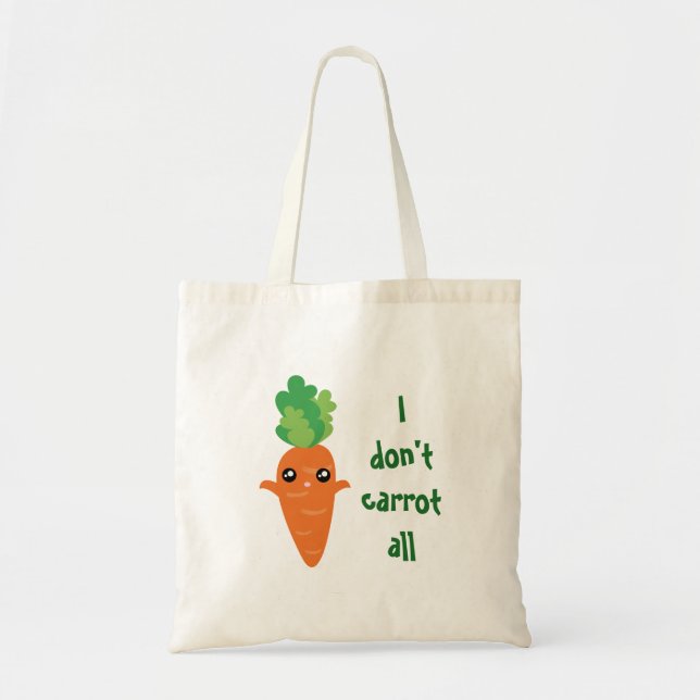 Funny I don't Carrot All Food Pun Humour Cartoon Tote Bag (Front)