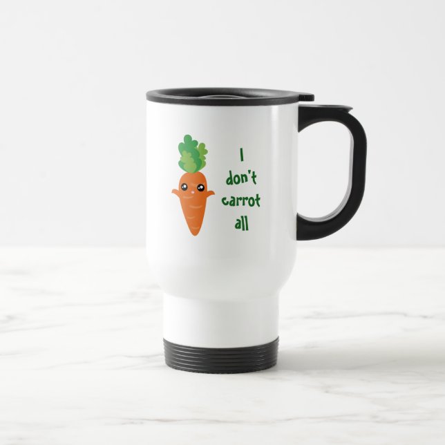 Funny I don't Carrot All Food Pun Humour Cartoon Travel Mug (Right)
