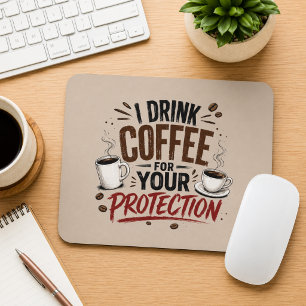 Funny I Drink Coffee for Your Protection Mouse Mat