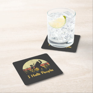 funny i hate people womens tshirts square paper coaster