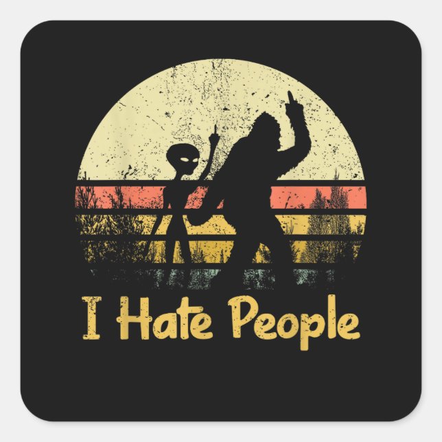 funny i hate people womens tshirts square sticker (Front)