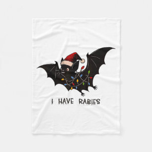 Funny I Have Rabies Christmas Bat Matching Holiday Fleece Blanket
