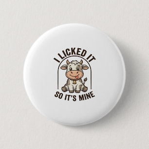 Funny I Licked It Cow Vintage Farm Shirt Design_1 6 Cm Round Badge