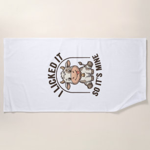 Funny I Licked It Cow Vintage Farm Shirt Design_1 Beach Towel