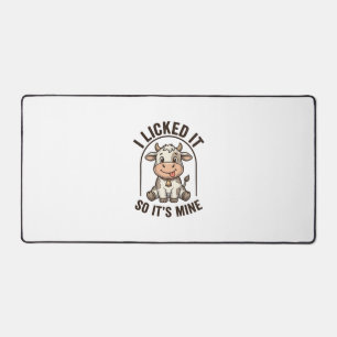 Funny I Licked It Cow Vintage Farm Shirt Design_1 Desk Mat