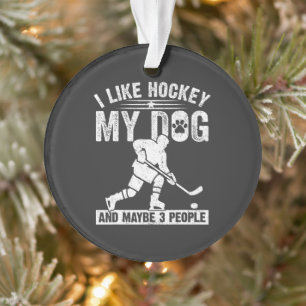 Funny I Like Hockey My Dog And Maybe 3 People Ornament