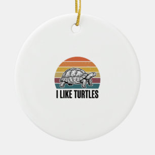 Funny I Like Turtles Vintage Engraving T-Shirt Des Ceramic Tree Decoration