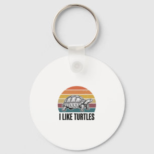 Funny I Like Turtles Vintage Engraving T-Shirt Des Key Ring