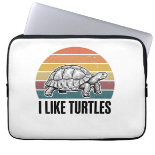 Funny I Like Turtles Vintage Engraving T-Shirt Des Laptop Sleeve