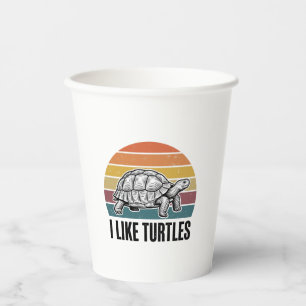 Funny I Like Turtles Vintage Engraving T-Shirt Des Paper Cups