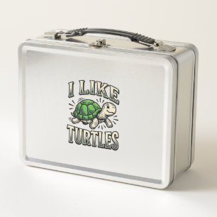 Funny I Like Turtles Vintage Turtle Shirt Design_1 Metal Lunch Box