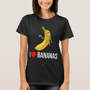 Funny I Love Bananas Heart Banana Tropical Fruit V T-Shirt