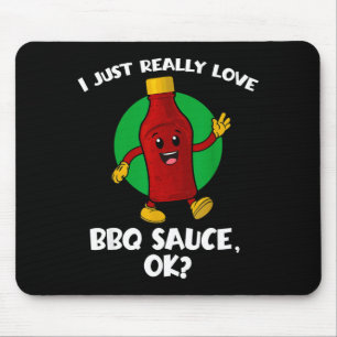 Funny i love bbq sauce cartoon barbecue  mouse mat