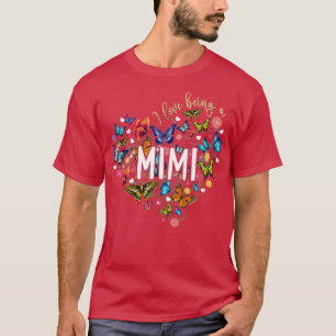 Funny I Love Being A Mimi Butterfly Heart Family M T-Shirt