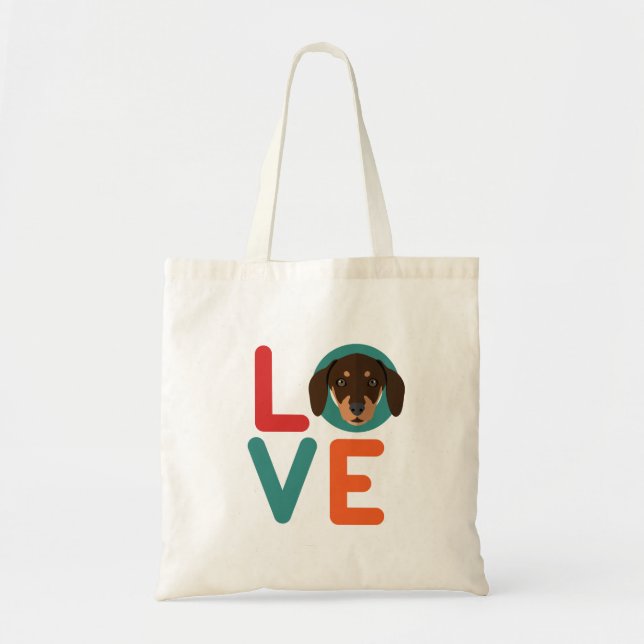 Funny I Love Dachshund I Heart My Dog Puppy Lover Tote Bag (Front)