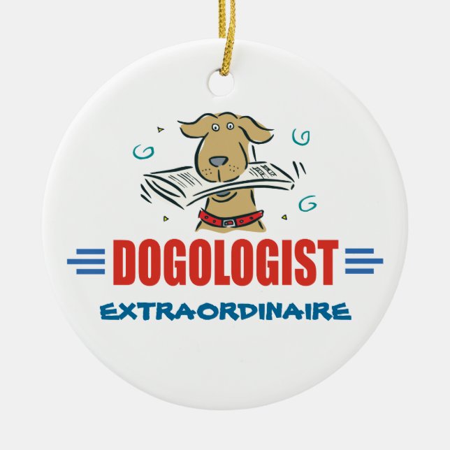 Funny I Love Dogs Ceramic Tree Decoration (Front)