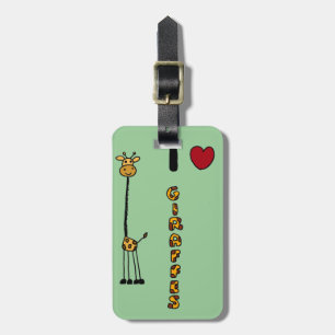 Funny I Love Giraffes cartoon Luggage Tag