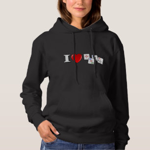 Funny I Love Heart Mahjong Cute Mahjong Chinese Je Hoodie