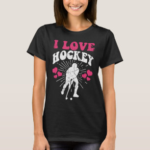 Funny I Love Hockey Frisbee Lover Retro Vintage 70 T-Shirt