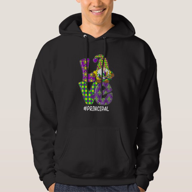 Funny I Love Mardi Gras Assistant Principal Gnome  Hoodie (Front)