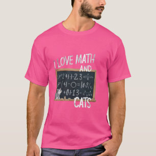 Funny I Love Math And Cats Cute Kitty Cat Feline L T-Shirt