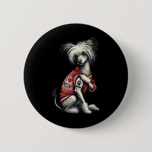 Funny I Love Mum Tattoo Chinese Crested Mum For Wo 6 Cm Round Badge