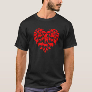 Funny I Love My Cows Lovers Farmers Hearts Valenti T-Shirt