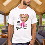 Funny I Love My HOT Girlfriend Personalised Photo T-Shirt<br><div class="desc">Looking for a unique and fun way to show your boyfriend how much you care this Valentine's Day? Look no further than our 'I Love My psycHOTic Girlfriend' t-shirt! This stylish and trendy tee features a cute heart frame and playful pink hearts, making it the perfect way to showcase your...</div>