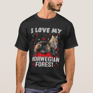 Funny I Love My Norwegian Forest Valentine Cat Lov T-Shirt