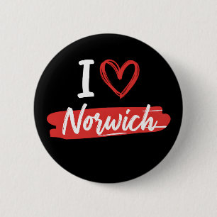 funny I Love Norwich Retro Tourist Travel Graphic 6 Cm Round Badge