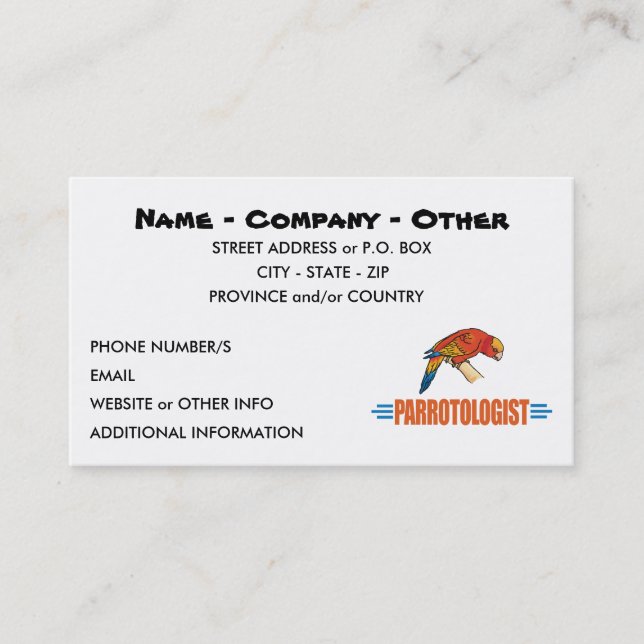 Funny I Love Parrots Business Card (Front)