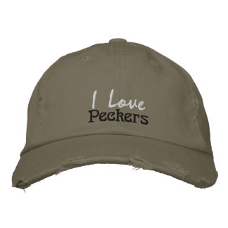Funny I Love Peckers Chicken Quote Olive Green Embroidered Hat