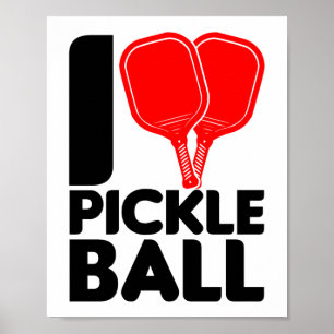 Funny I Love Pickleball Heart Poster