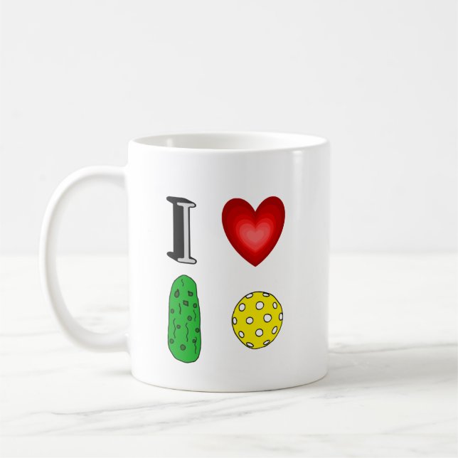 Funny I Love Pickleball Sports Art Graphic Coffee Mug (Left)