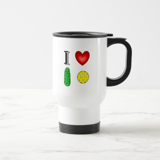 Funny I Love Pickleball Sports Art Graphic Travel Mug (Right)