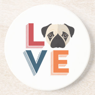 Funny I Love Pug I Heart My Dog Puppy Lover Coaster