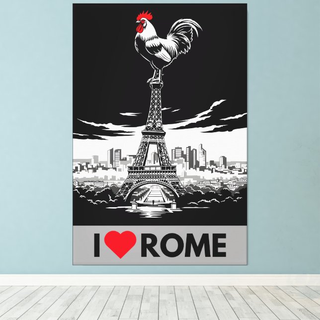  Funny ''I love Rome'' Parody Canvas Print (Insitu(Wood Floor))