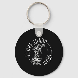 Funny I Love Sharp Action Skateboarding Enthusiast Key Ring