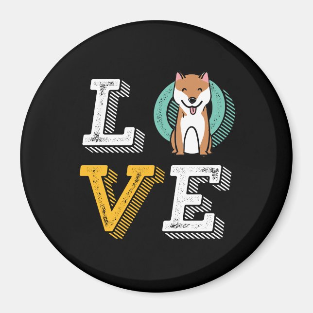Funny I Love Shiba Inu I Heart My Dog Puppy Lover Magnet (Front)