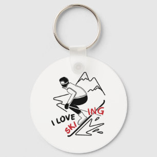 Funny I Love Skiing - Great Snow Lovers Gift Key Ring